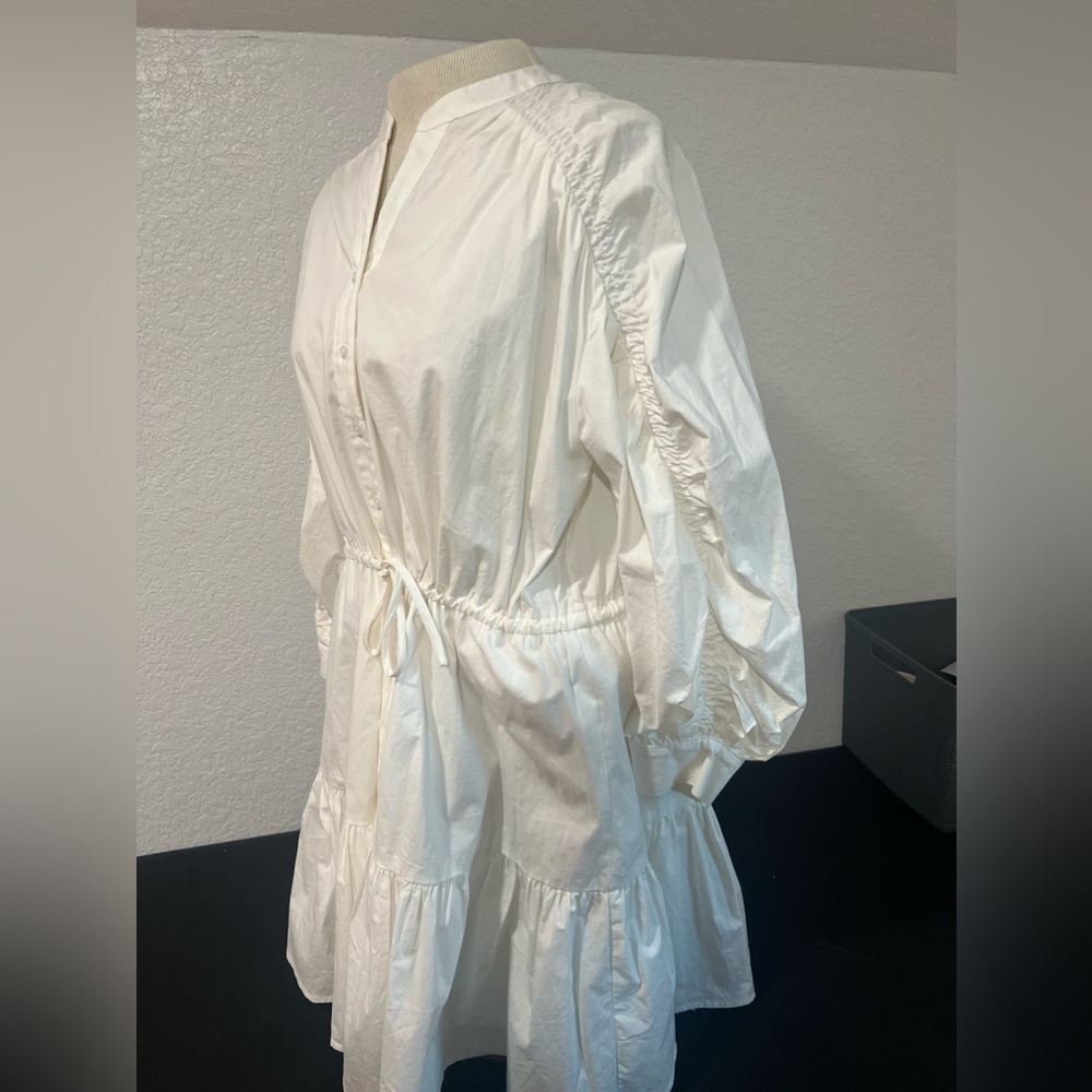 ASTR THE LABEL Ruched Shirtdress WHITE S - Picture 6 of 10